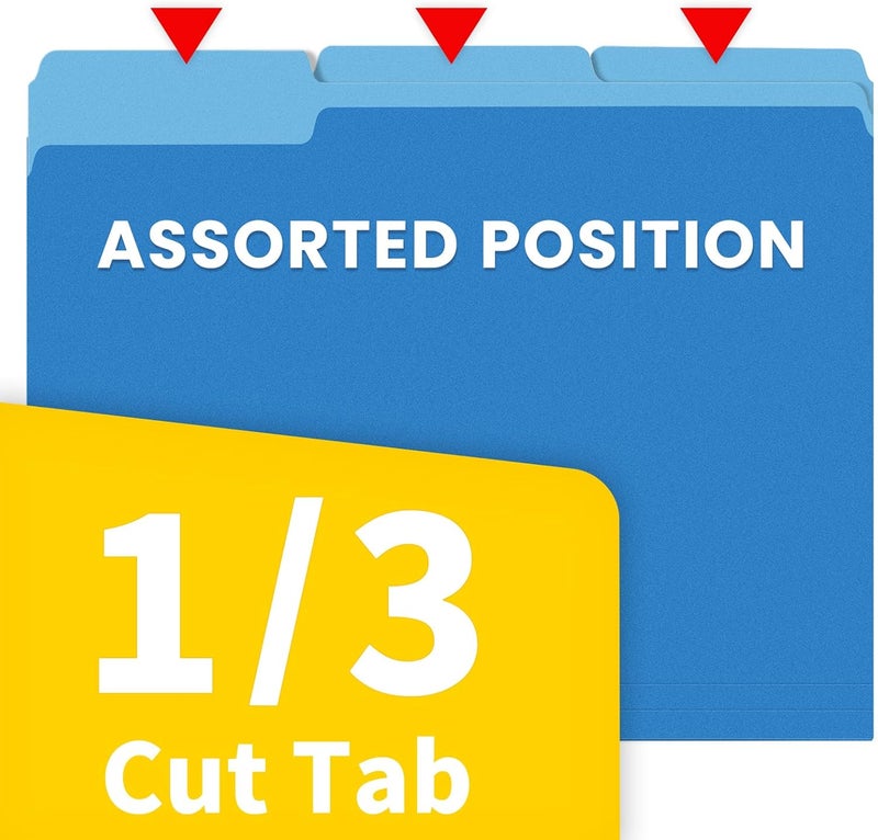 SUNEE File Folders Letter Size Blue, 100 Pack Manilla Folders 8.5 x 11 1/3-Cut Tabs, Colored File Folders Office Home School for Documents Files Paper - Image 5